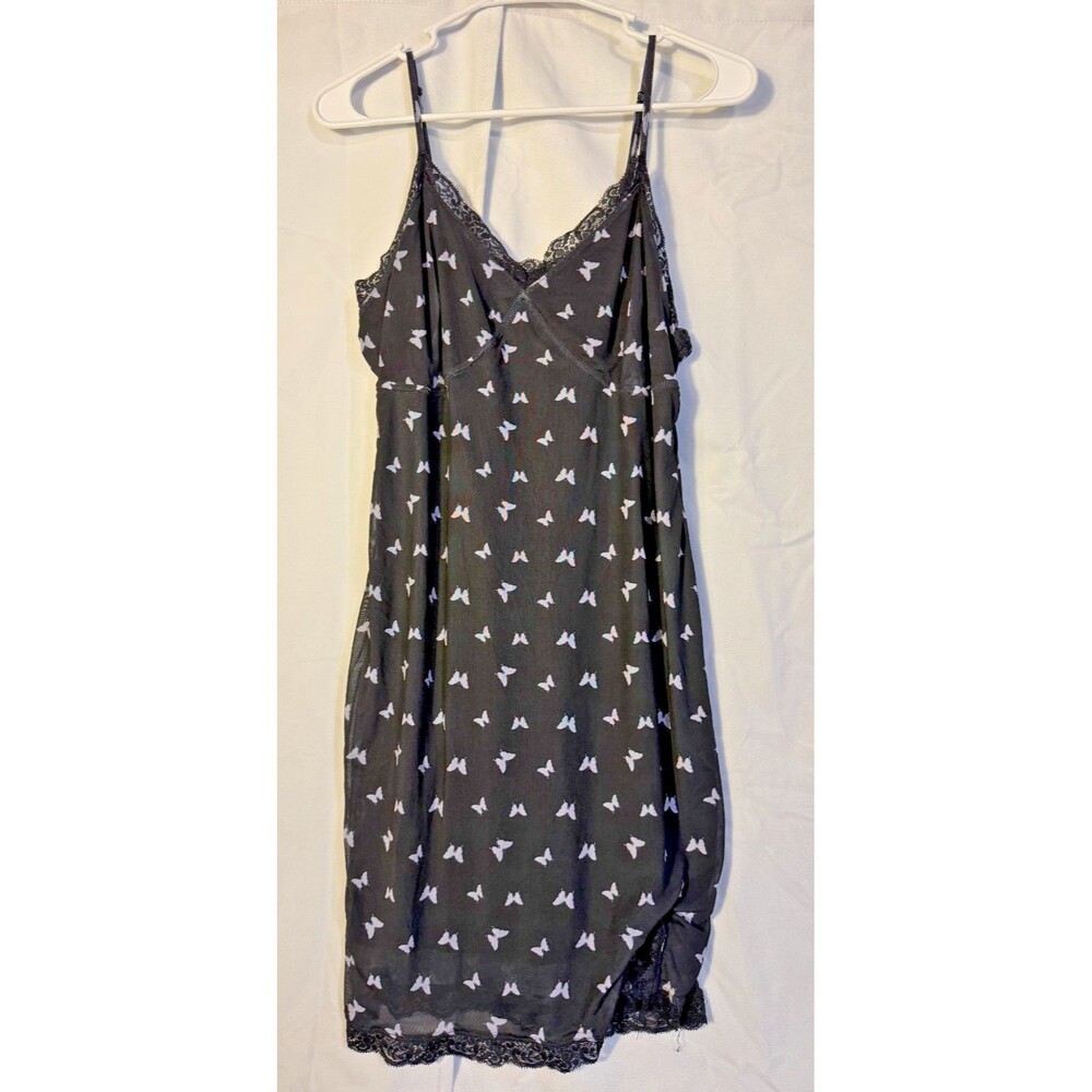 Dark Fairy Butterfly Slip Dress Black Women's Large Lace Whimsygoth Slinky Date